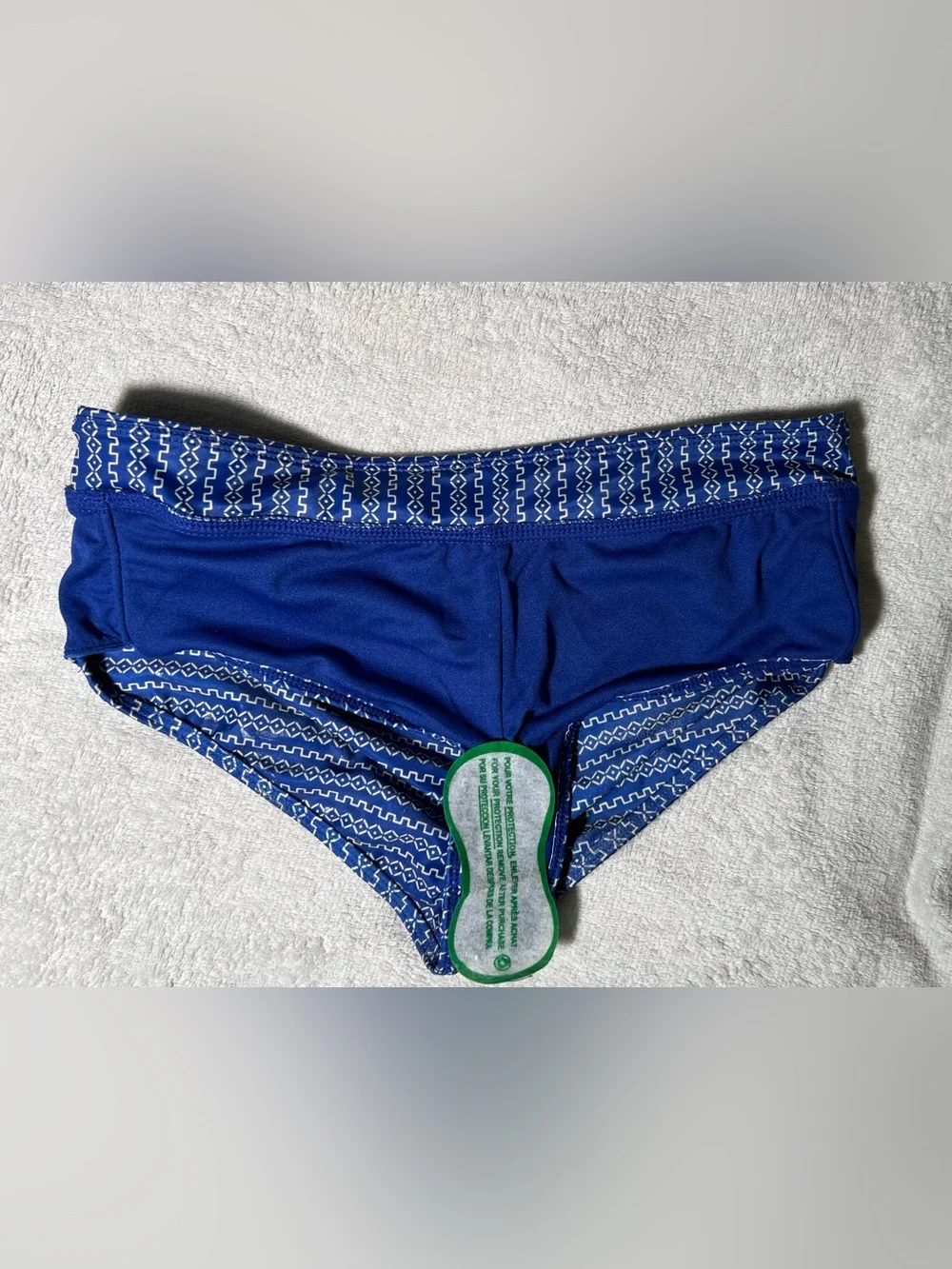 NWT!! Hot Water Blue Geo-Pattern Women  Bikini Bottom Size PS